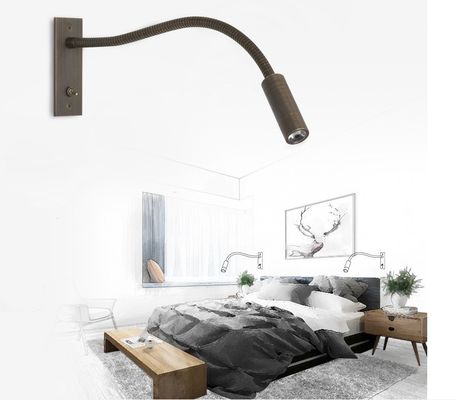 Switch Control 360 Degree Gooseneck Modern Hotel Bed Reading Wall Light Led Wall Lamp 3w