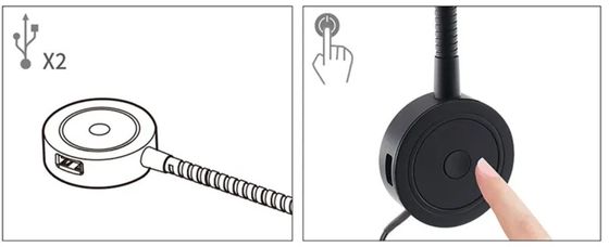 Modern Hotel Bedside Reading Wall Light with 2pcs USB Port and 5V 1A Charging Port