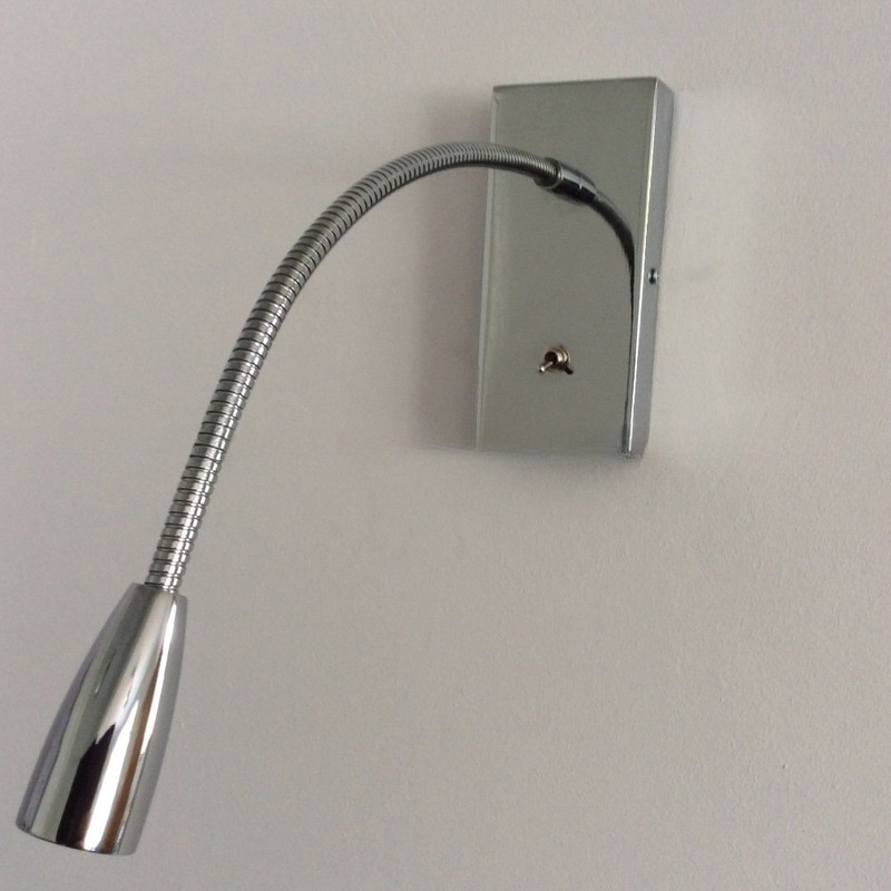 Hotel Room Essential Flexible Gooseneck LED Wall Reading Lamp with LED Light Source